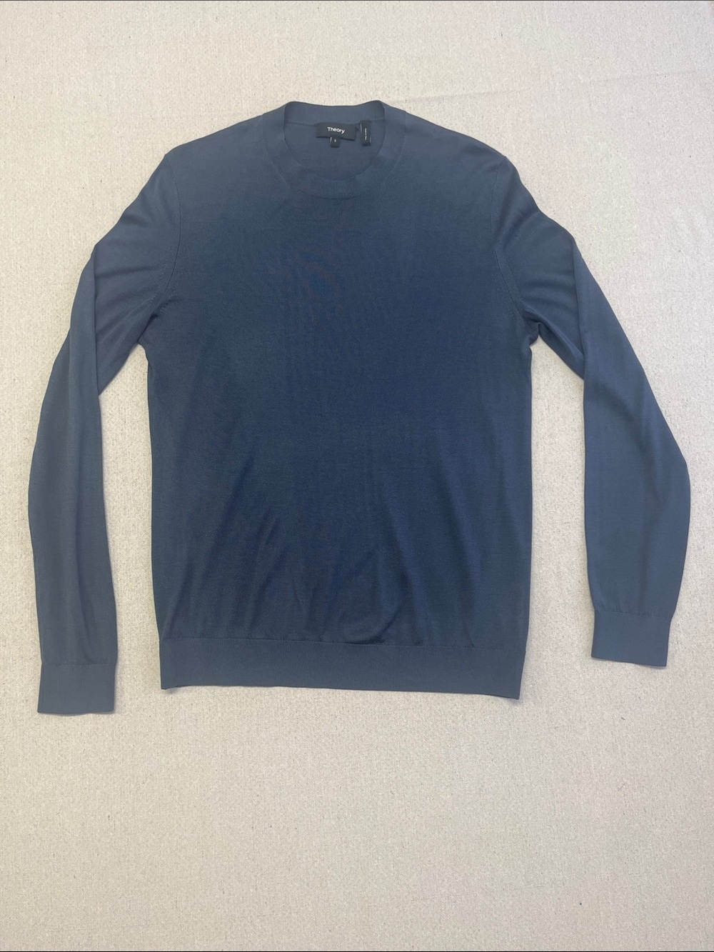 Theory Berthes Admiral Navy Silk Cashmere Crewneck Sweater Small